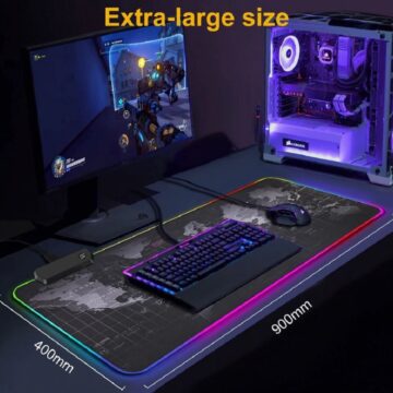 Игровой коврик для мыши, большой компьютерный коврик для мышки с RGB