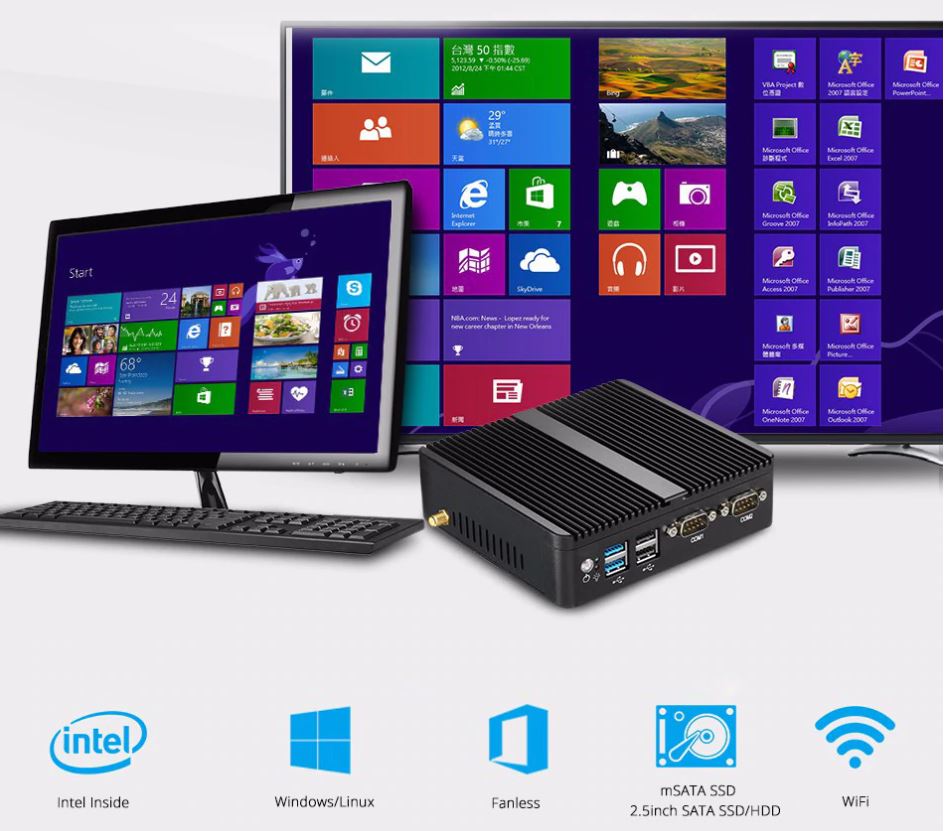 Мини ПК Intel. Домашний / офисный компьютер на Windows 10 с wifi