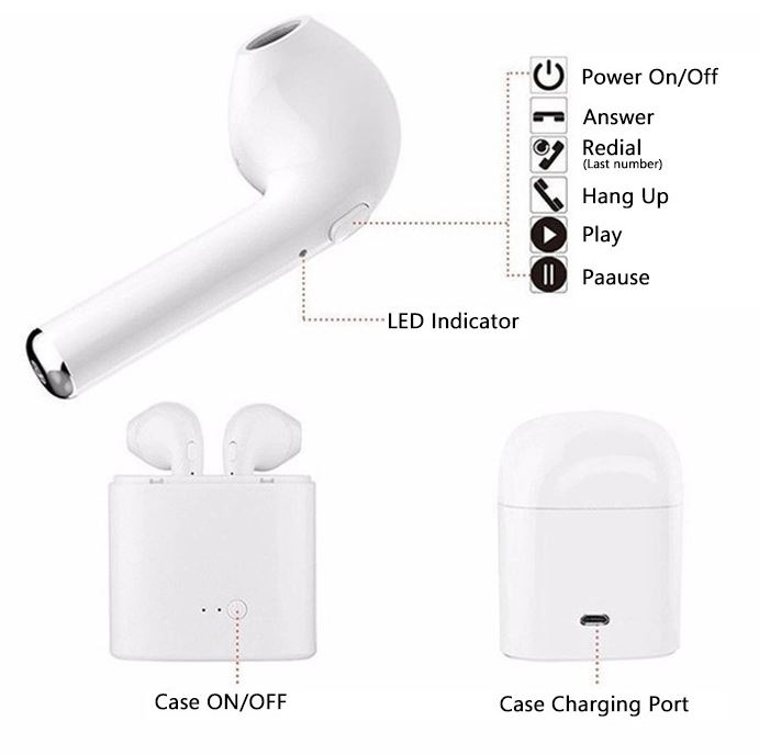 Беспроводные наушники Bluetooth I7s tws (гарнитура с микрофоном) для смартфона