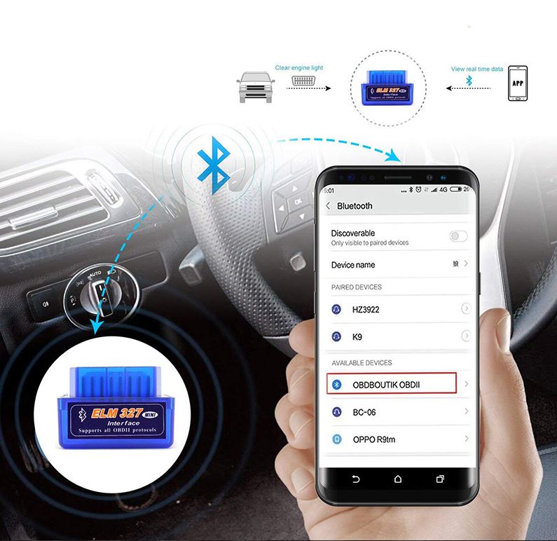 Автомобильный сканер ELM327 OBD2 V1.5 PIC18F25K80 Bluetooth  диагностический сканер