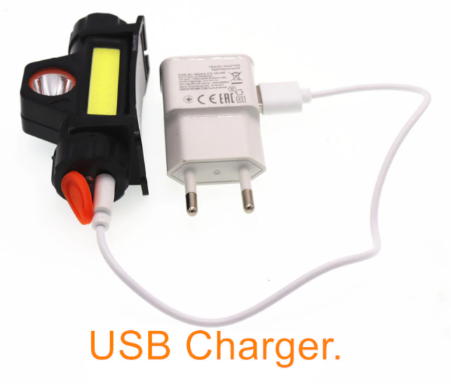 налобный фонарик с аккумулятором, зарядка от usb